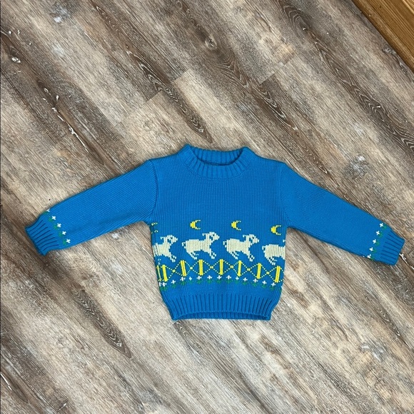 Vintage Kids Crewneck Sweater Counting Sheep Easter Teal Blue Size 24 Months - Picture 4 of 10